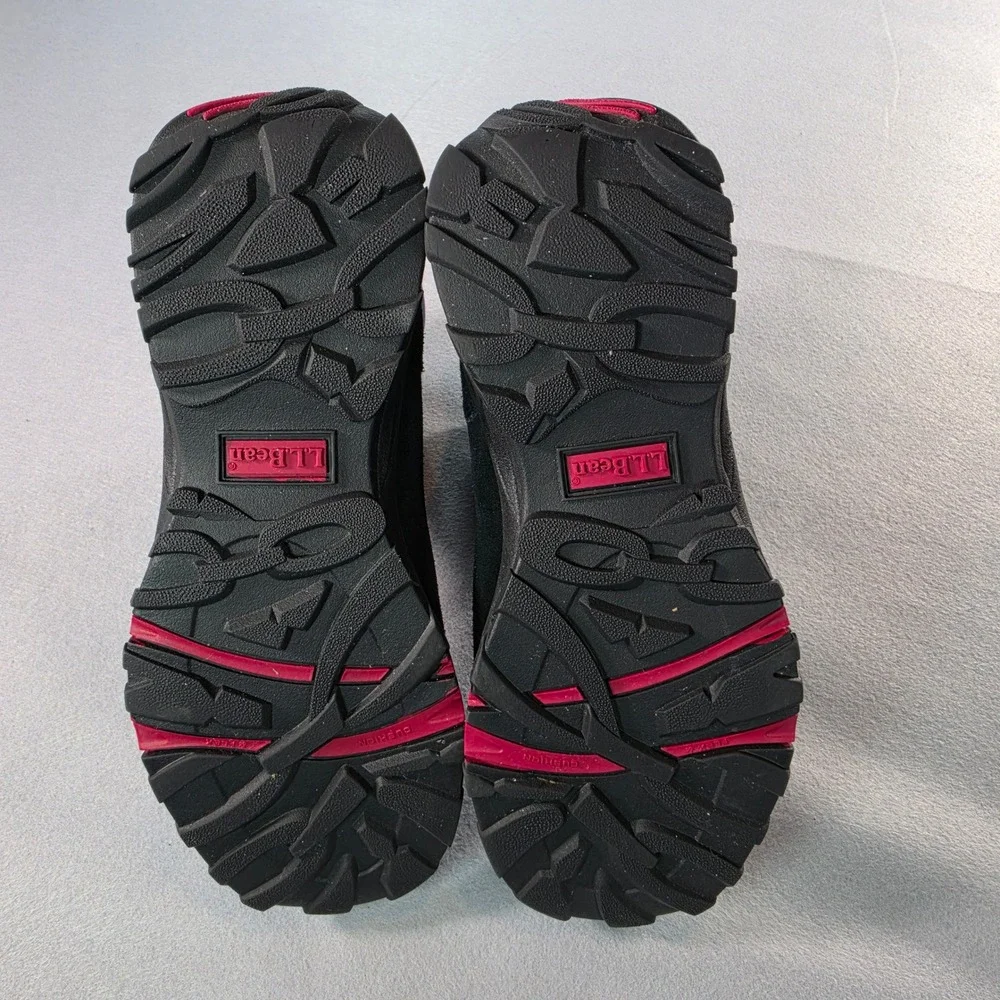 LL Bean Womens Black Suede Thinsulate Winter Boots Navy Neoprene 7.5 M 05330